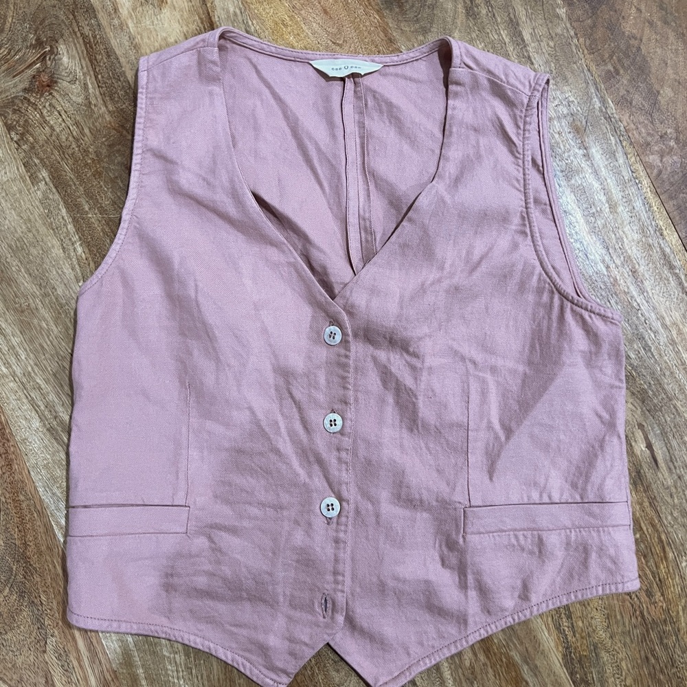 eseOese tailored linen vest summer pink